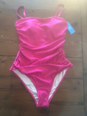Cupshe Bright Pink Ruched One-Piece Swimsuit